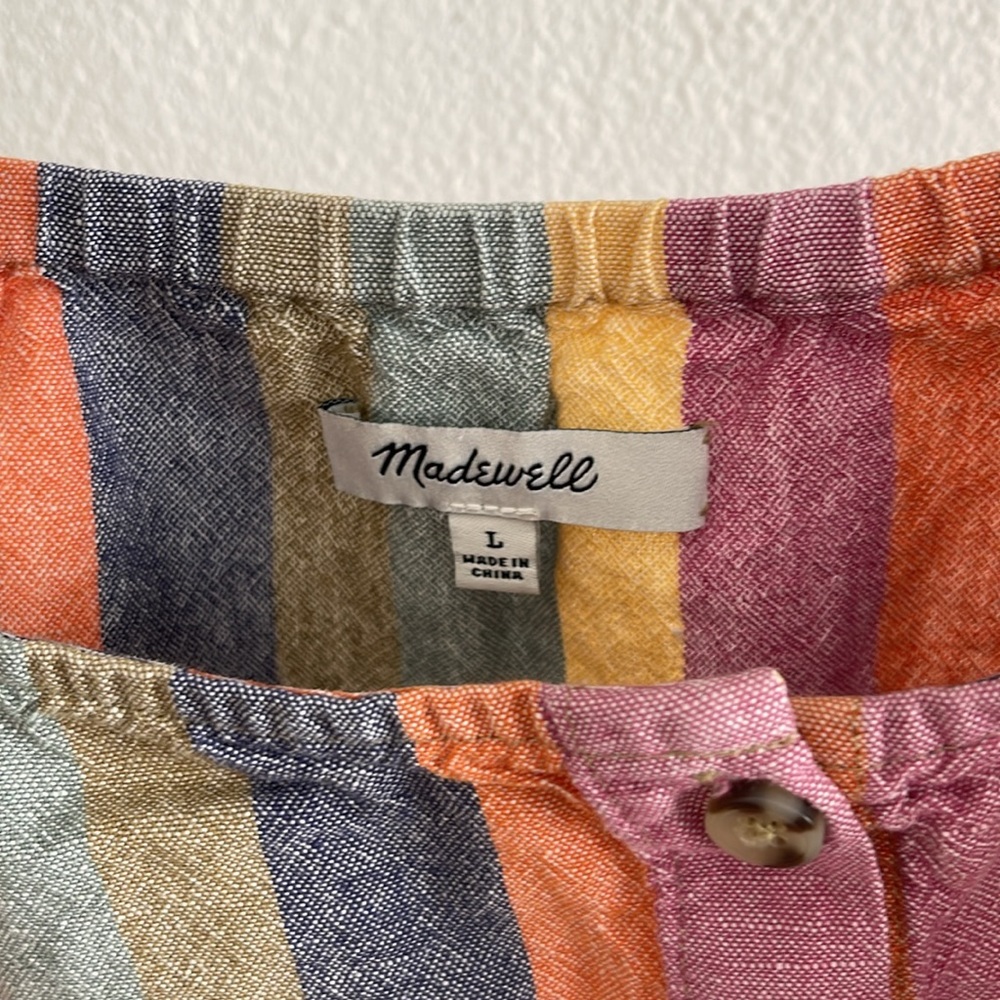 Madewell Large Rainbow Stripe Button-Front Tank T… - image 3